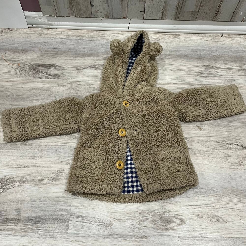 Baby Boden Tan Fleece Jacket with Bear Ears